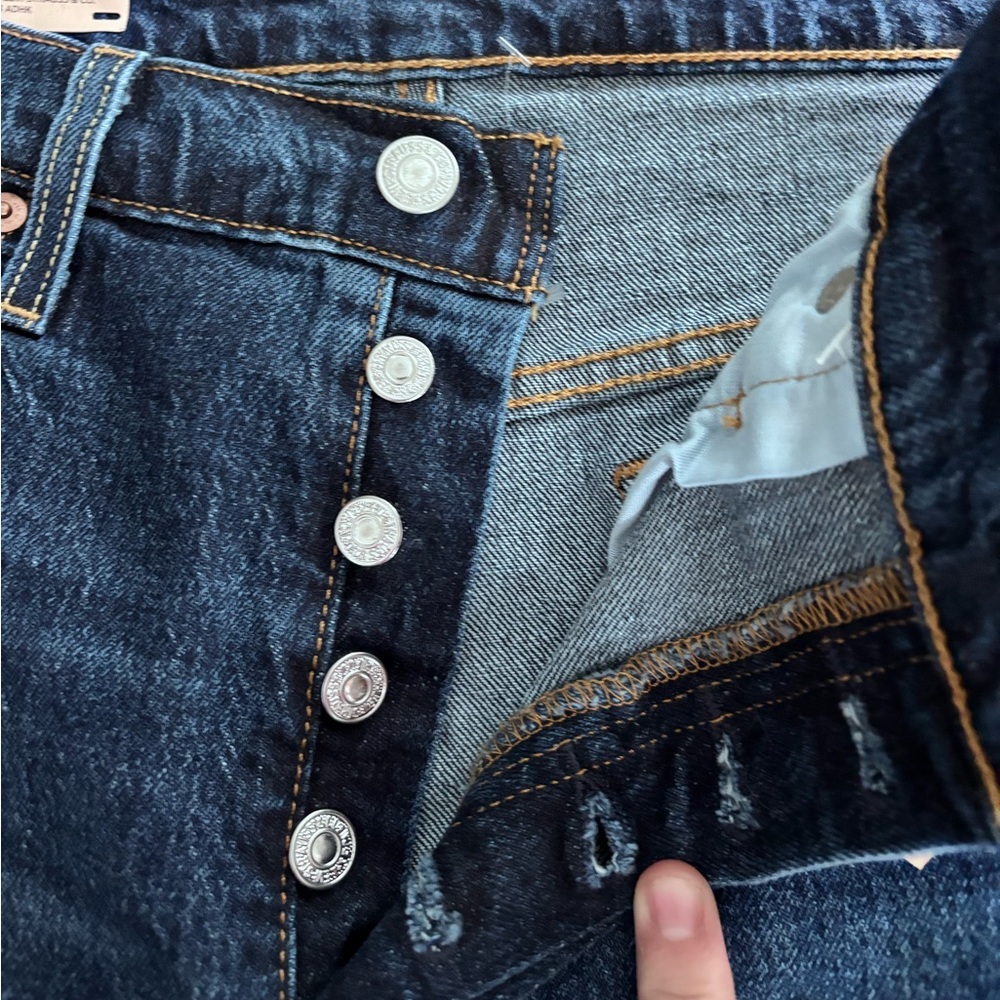 Levi's High Rise Blue Denim Shorts - Picture 4 of 7